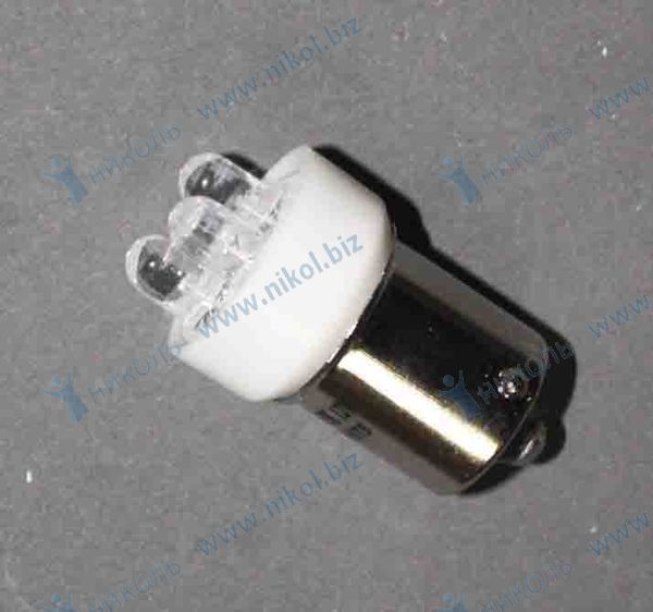 Лампа светодиод 12-21 (стоп, габарит) белая 3LED Маяк (крат_уп_5шт) BA15s