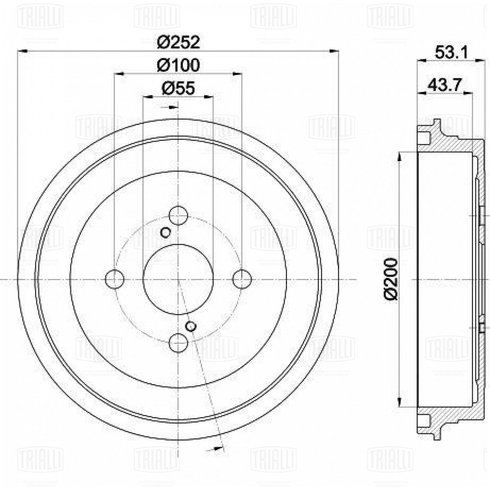Барабан тормозной Toyota Yaris (05-) d=200 (TF 051342)