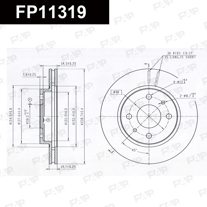 Диск тормозной LADA 110 1.5L 1995.01-2002.08 перед. Антикоррозийное покрытие GEOMET® FAP