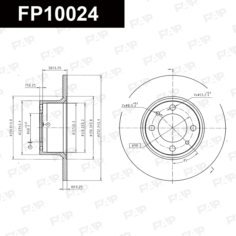 Диск тормозной LADA 1200 1.2L 1970.01-1986.06 перед. Антикоррозийное покрытие GEOMET® FAP