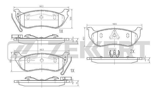 Колодки тормозные Jeep Cherokee III 01-, Wrangler (TJ) 96- задние дисковые (GDB4139) Zekkert BS1961