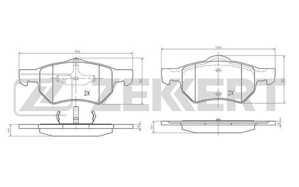 Колодки тормозные Chrysler Voyager IV 00-, Dodge Caravan IV передние дисковые (GDB4128) Zekkert BS2106