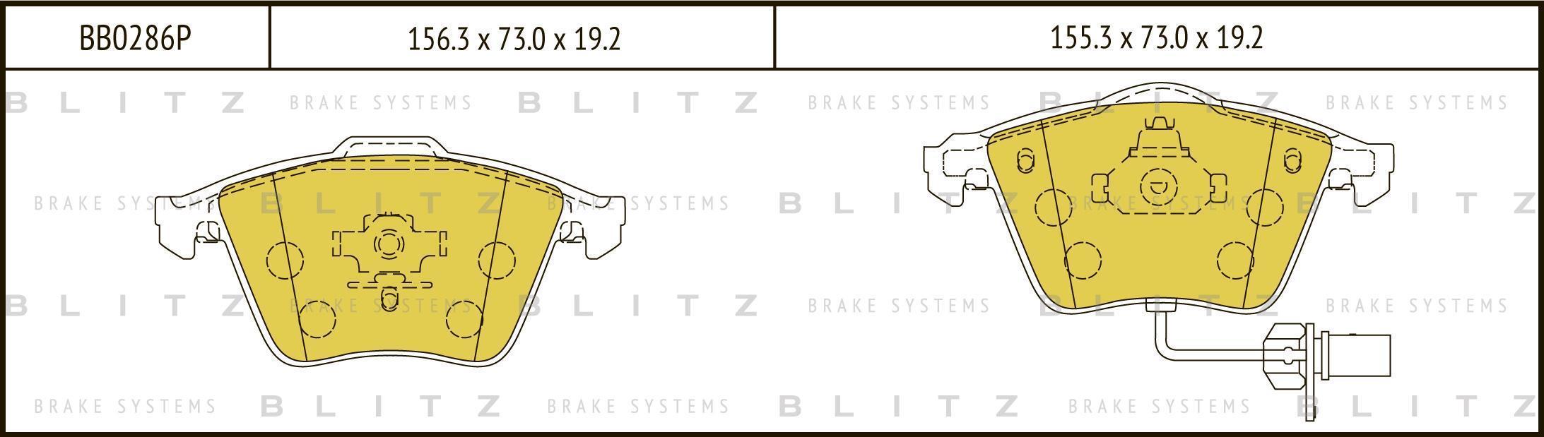 Колодки тормозные дисковые передние AUDI A4/S4Q/A6 03-> BLITZ