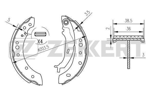 Колодки тормозные Mitsubishi Colt VI 02-, Smart Forfour (454) задние барабанные (GS8769) Zekkert