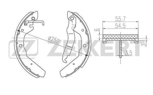 Колодки тормозные VW Transporter III 79- задние барабанные (GS8173) Zekkert