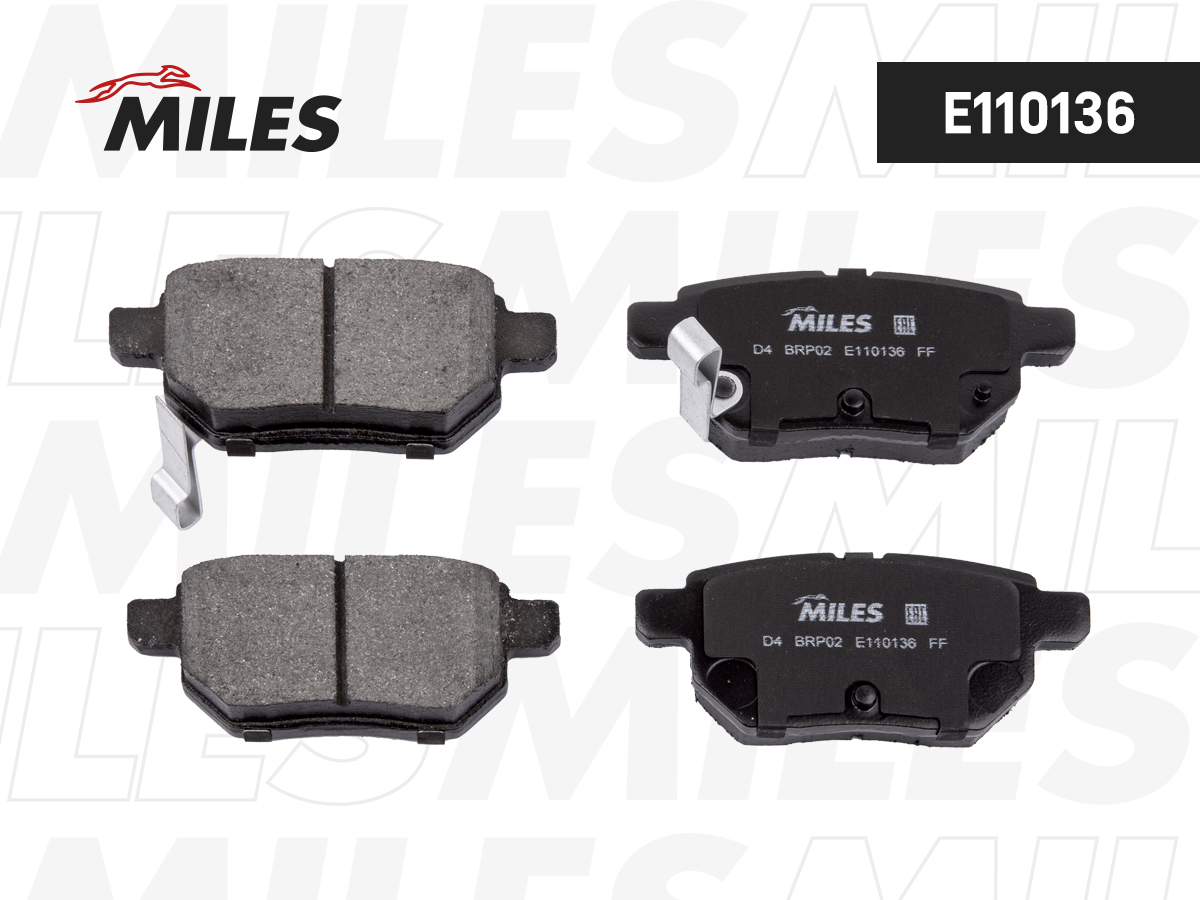 Колодки тормозные Toyota Corolla (E150,E180) 06-, Auris 07-, Yaris 05- задние (Akebono) Miles
