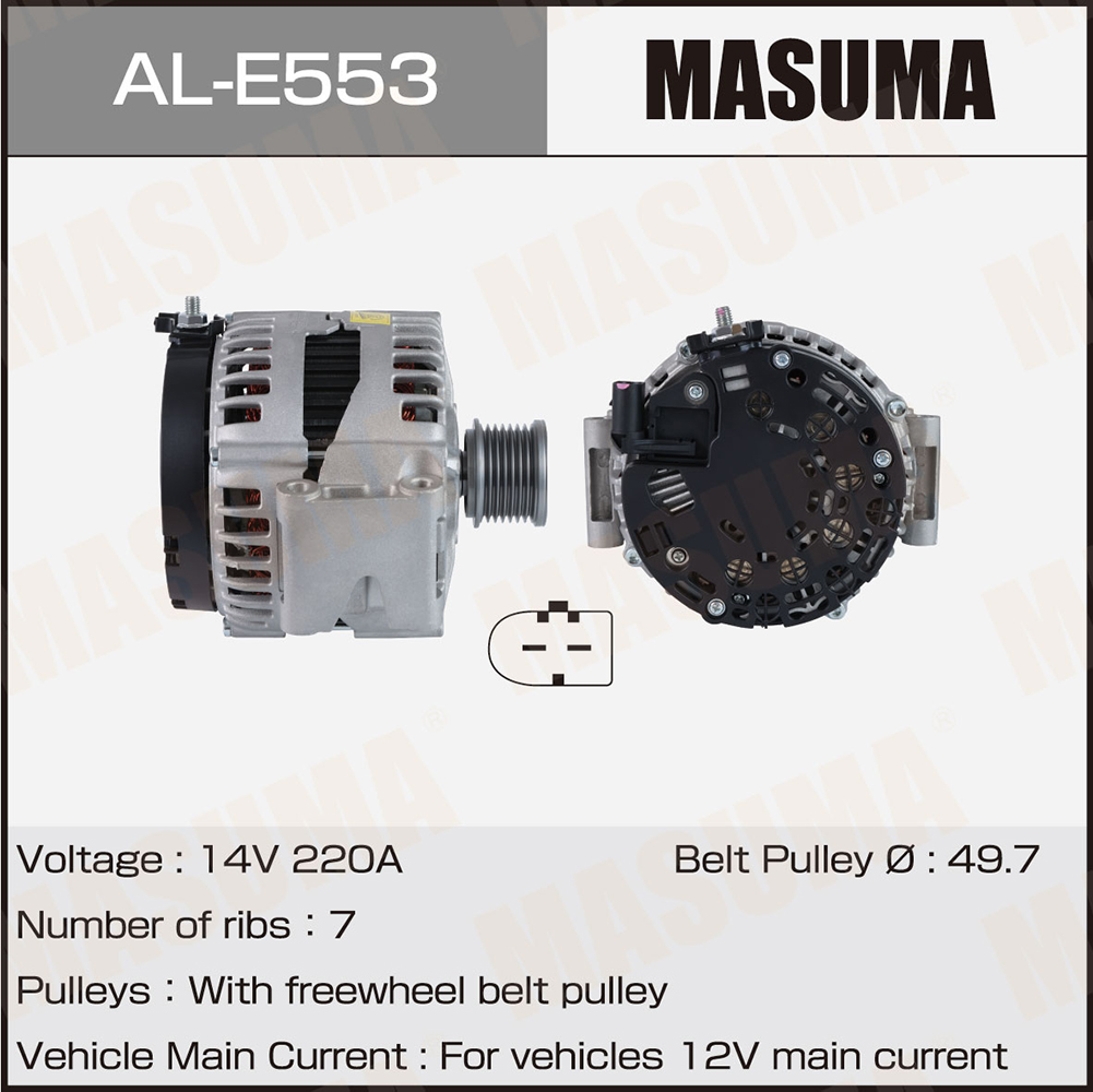 Генератор Mercedes / OM 642 M 276 (14V/220A) Masuma