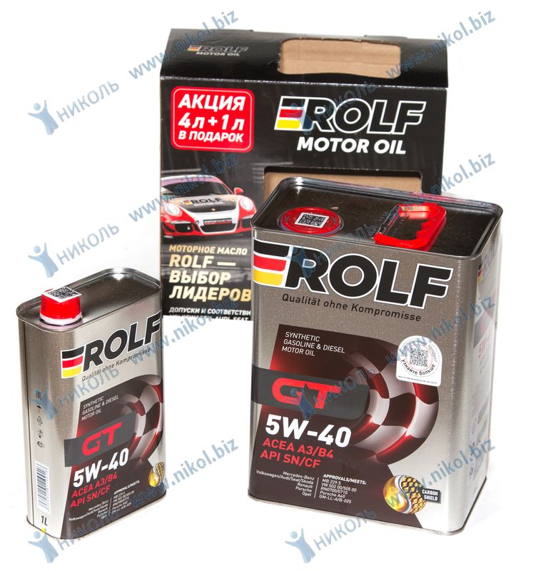 Масло ROLF GT 5W40 A3/B4 SN/CF (5л) с жесть АКЦИЯ 4+1