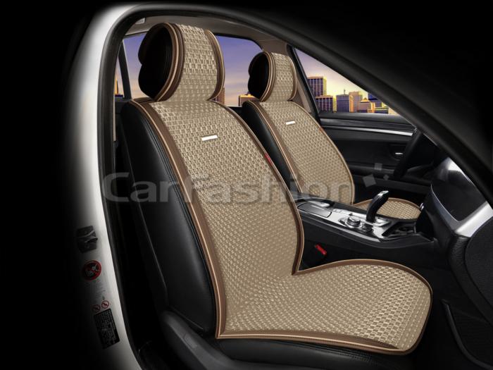 Накидка на сиденье CarFashion Breeze передняя 4 пр. шелк бежевый/коричневый/бежевый