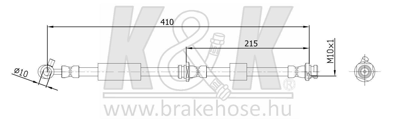 Шланг тормозной Nissan Bluebird (U14) 96-01, Primera (P10, P11) 90-01 передний правый \ K&K FT2536