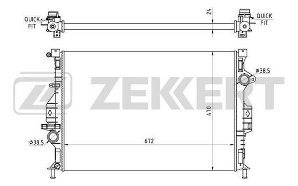 Радиатор ZEKKERT MK1244 Ford C-Max II 10-, Focus III 11-, Kuga 08-, Mondeo IV 07-, Volvo S60 II 10-, S80 II 10