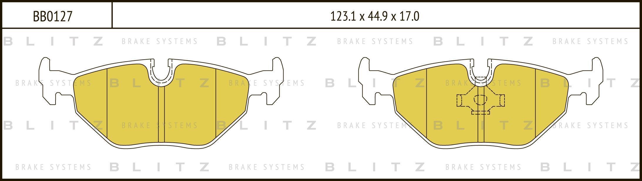 Колодки тормозные дисковые задние BMW 3(E30,E36)/ 5(E34)/ 7(E32,E38) 86-> BLITZ