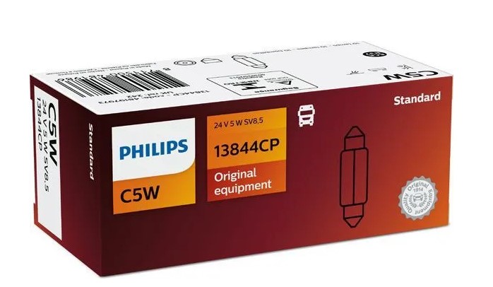 Лампа 24В 5Вт салонная пальчиковая 35мм Philips *