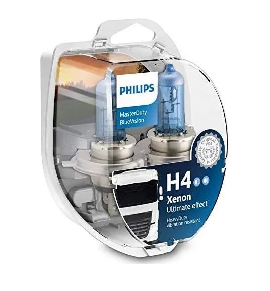 Лампа 24 В H4 75/70 Вт Master Duty BlueVision 2шт галогенная Philips