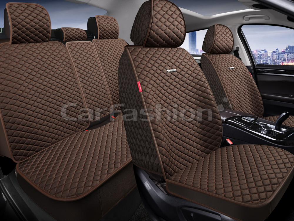 Накидка на сиденье CarFashion Rancho Plus комплект полиэстер коричневая