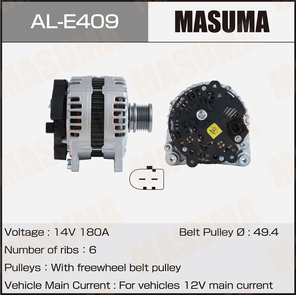 Генератор AUDI / AXX, BPY, BWA, CCTA, CCZA(14V/180A) Masuma 