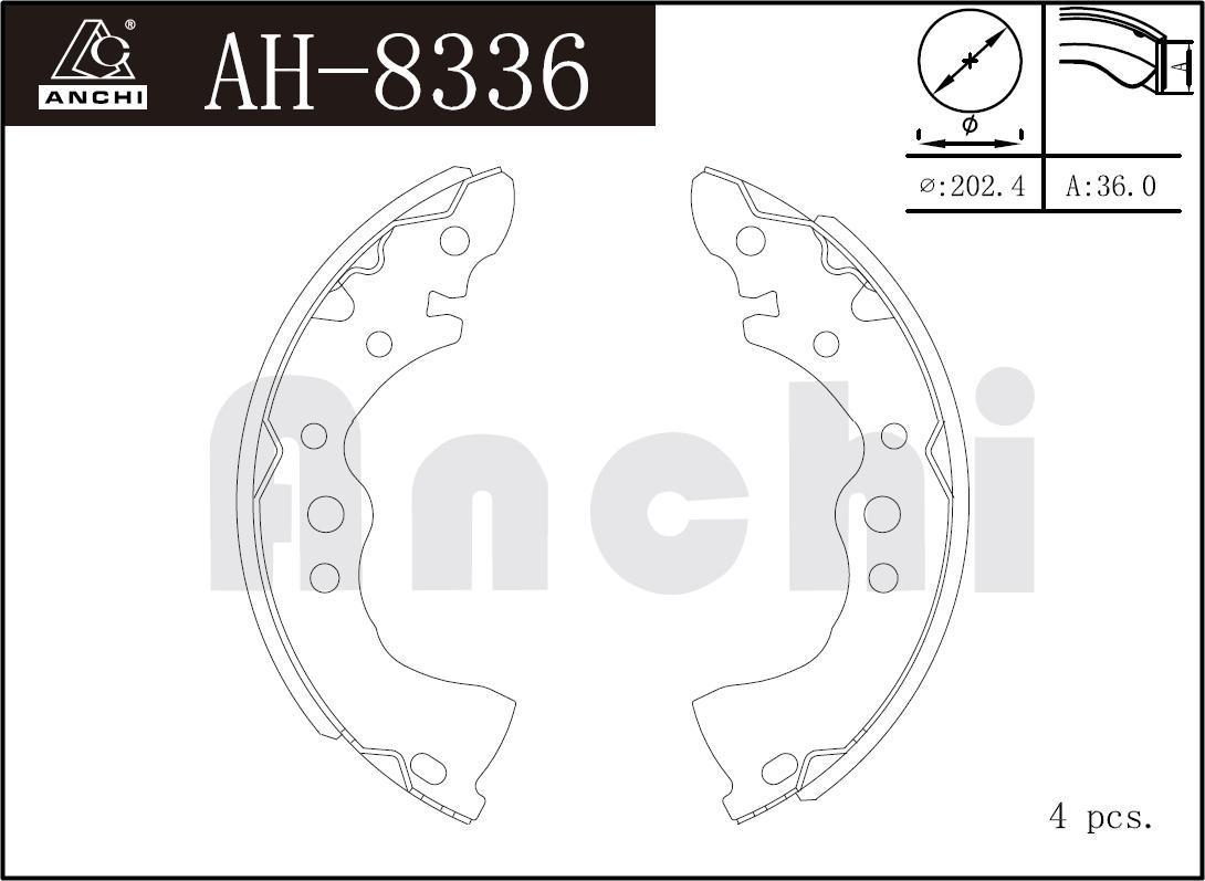 Колодки тормозные Nissan Almera Classic 06-12, Sunny 98-04, Primera (P10, P11) барабанные \ ANCHI AH8336