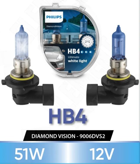 Лампа 12 В HB4 51 Bт галогенная Diamond Vision 2 шт. Philips 9006DVS2