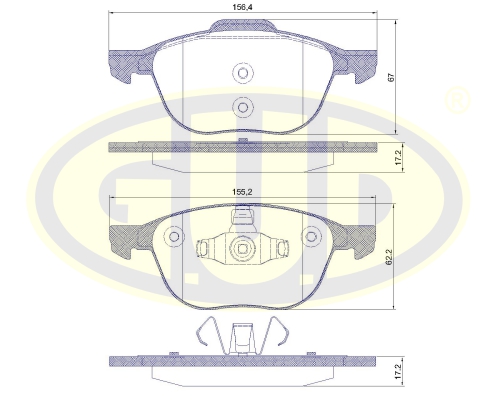 Колодки тормозные перед FORD FOCUS C-MAX 1.6I-2.0TDCI. MAZDA 3 1.4I-2.0CRDT 03-_G.U.D