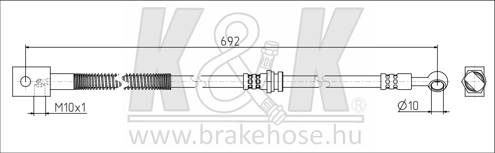 Шланг тормозной Ssangyong Action, Rexton, Kyron 06- передний левый \ K&K FT1733