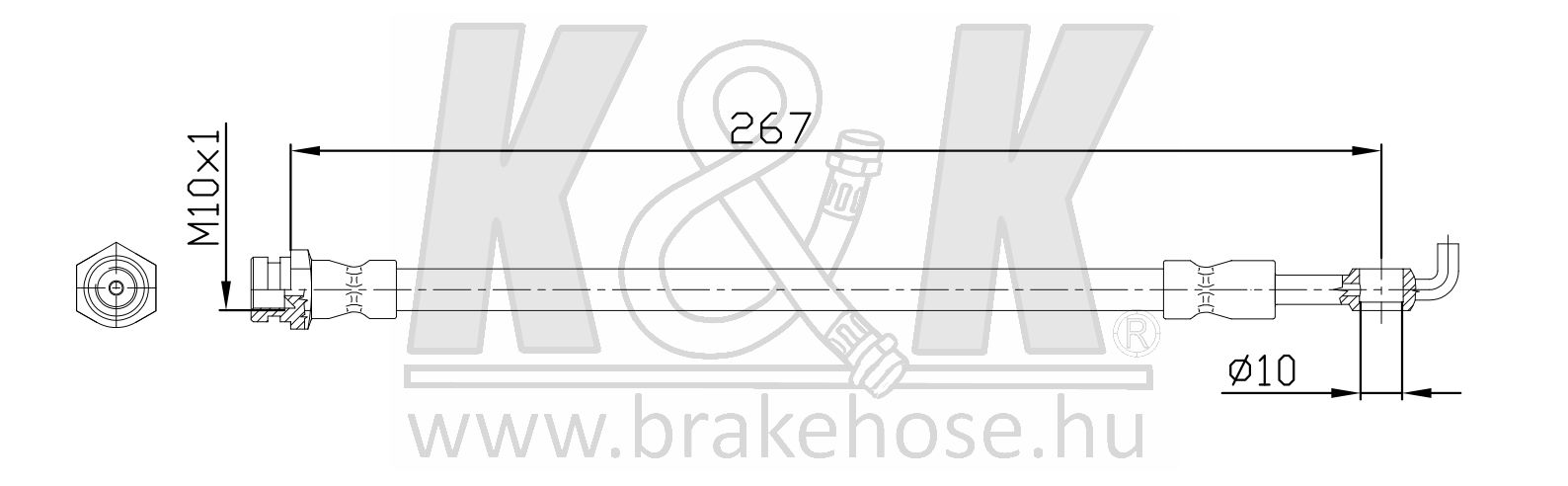 Шланг тормозной Mazda 6 (GG) 02- задний \ K&K FT2230