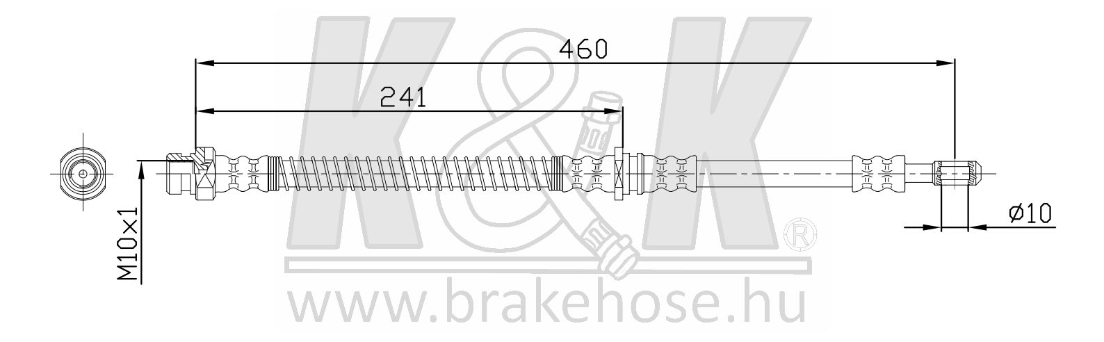 Шланг тормозной Mitsubishi Carisma 00-, Space Star 00-; Volvo S40 I 95-, V40 97- передний \ K&K FT3315