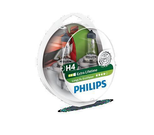 Лампа 12 В H4 60/55 Вт Р43 Long Life EcoVision галогенная Philips 