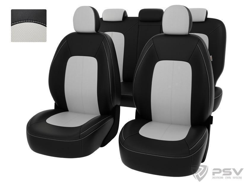 Чехлы Kia Ceed II 12-18 экокожа черно-белые Оригинал