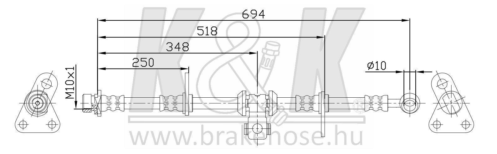 Шланг тормозной Honda Shuttle 94- передний левый \ K&K FT5164