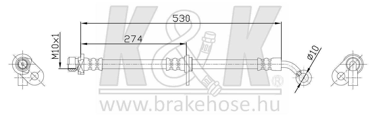 Шланг тормозной Honda Stream 01- передний правый \ K&K FT5172