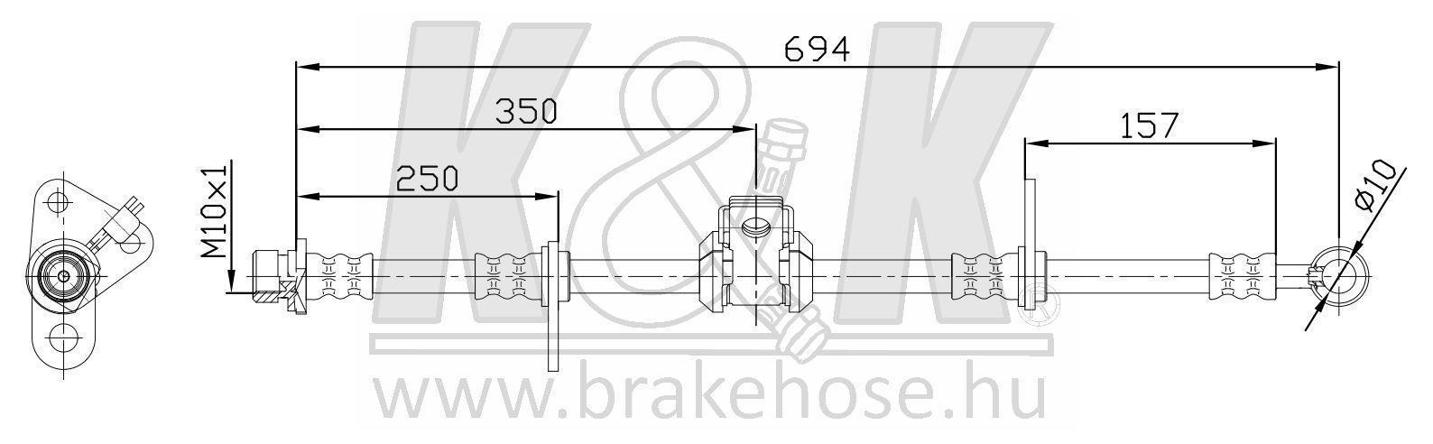 Шланг тормозной HONDA SHUTTLE (RA) 1994- передний правый \ FT3604 K&K