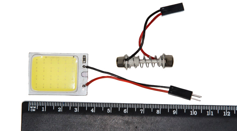 Лампа светодиод (панель) 12 V 18 SMD 26*16мм (COB спл. залив) 2 перех NOVA-PRO/DINWARD (крат_уп_10шт