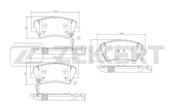 Колодки тормозные Hyundai Elantra V (MD, UD) 15-, Elantra VI (AD, ADA) 15- передние Zekkert