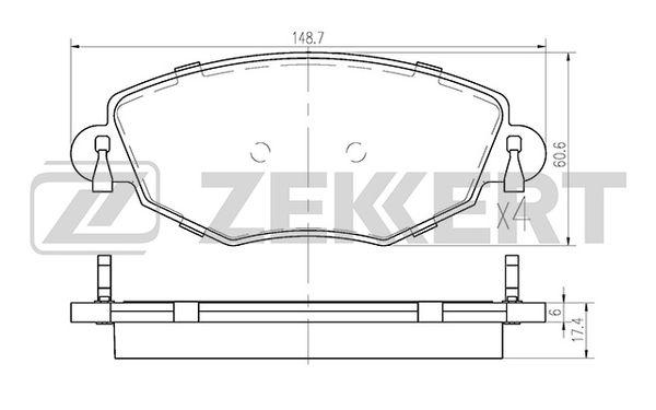Колодки тормозные Ford Mondeo III 00-07; Jaguar X-Type 01-09 передние Zekkert