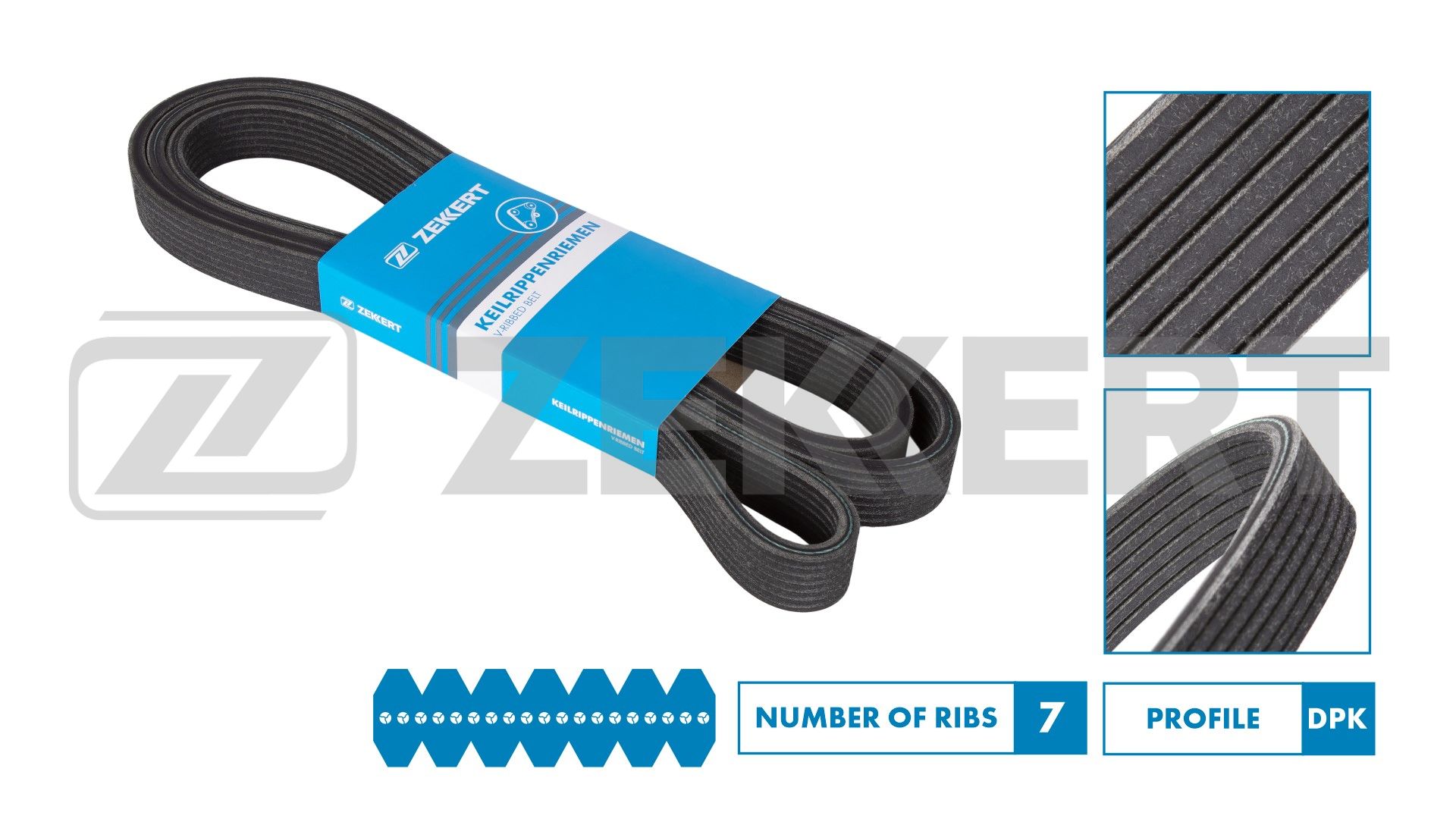 Ремень поликлиновой ZEKKERT Ford Galaxy 95- MB V-Class (638/2) 97- VW Golf III 92- Passat III IV 91- Sh