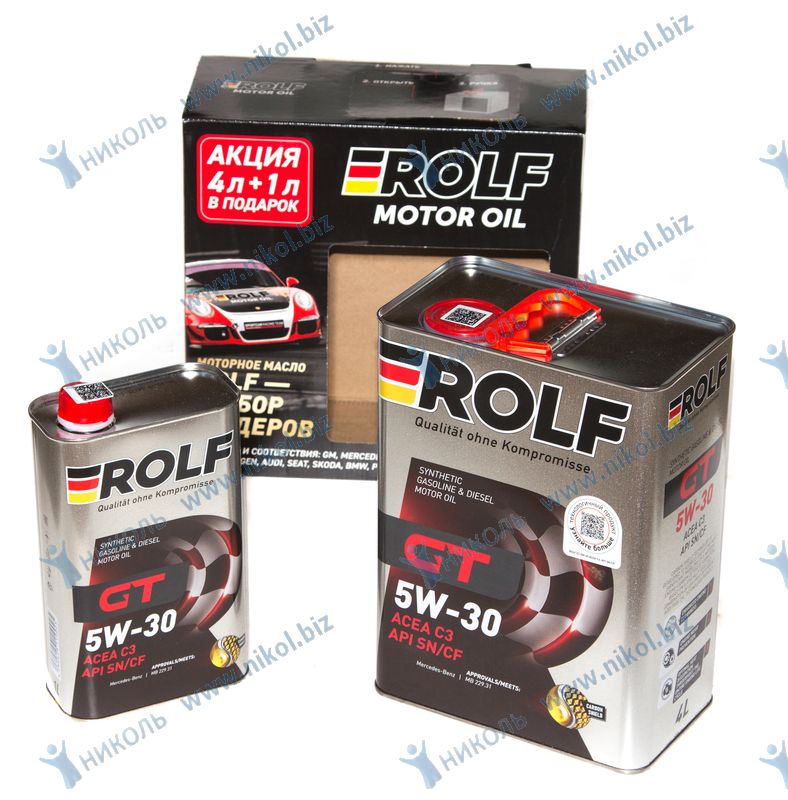 Масло ROLF GT 5W30 C3 SN/CF (5л) с жесть АКЦИЯ 4+1