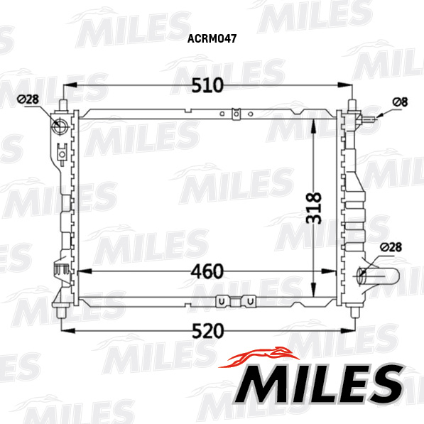 Радиатор MILES GM MATIZ/SPARK 0.8/1.0 M/T 05-