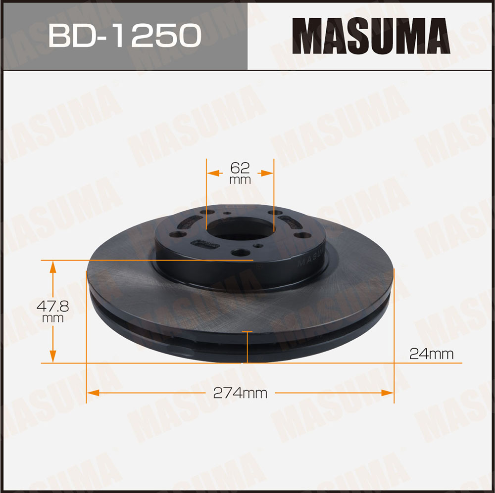 Диск тормозной Toyota Chaser, Cresta, Mark II JZX90 92-07 передний Masuma