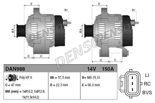 Генератор DENSO LAND ROVER: RANGE ROVER SPORT 2.7 TDVM 05-