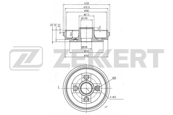 Барабан тормозной Agila A 00- Suzuki Wagon R+ (MM) 00- Zekkert