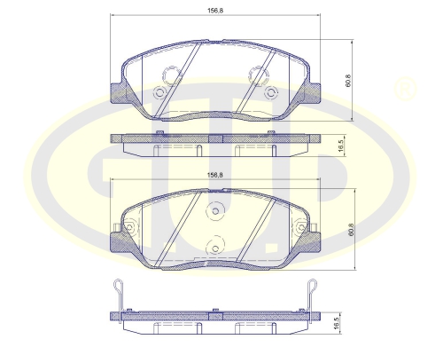 Колодки тормозные перед HYUNDAI SANTA FE 2.2CRDI/2.7.KIA CARNIVAL 2.7/2.9CRDI 06-_G.U.D