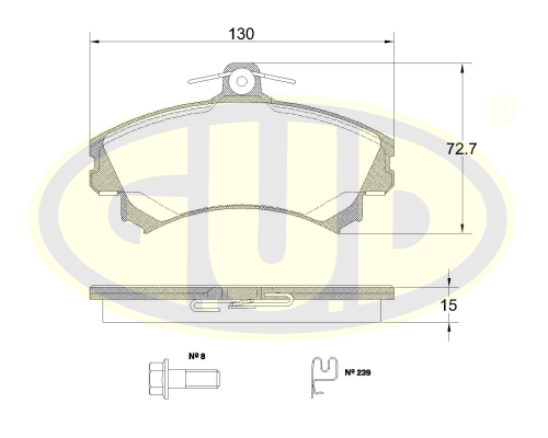 Колодки тормозные перед MITSUBISHI CARISMA 1.8GDI/1.9GDI. VOLVO S40 95-97_G.U.D