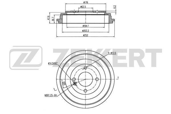 Барабан тормозной Hyundai Solaris IV 10- Kia Rio III IV 11- Zekkert