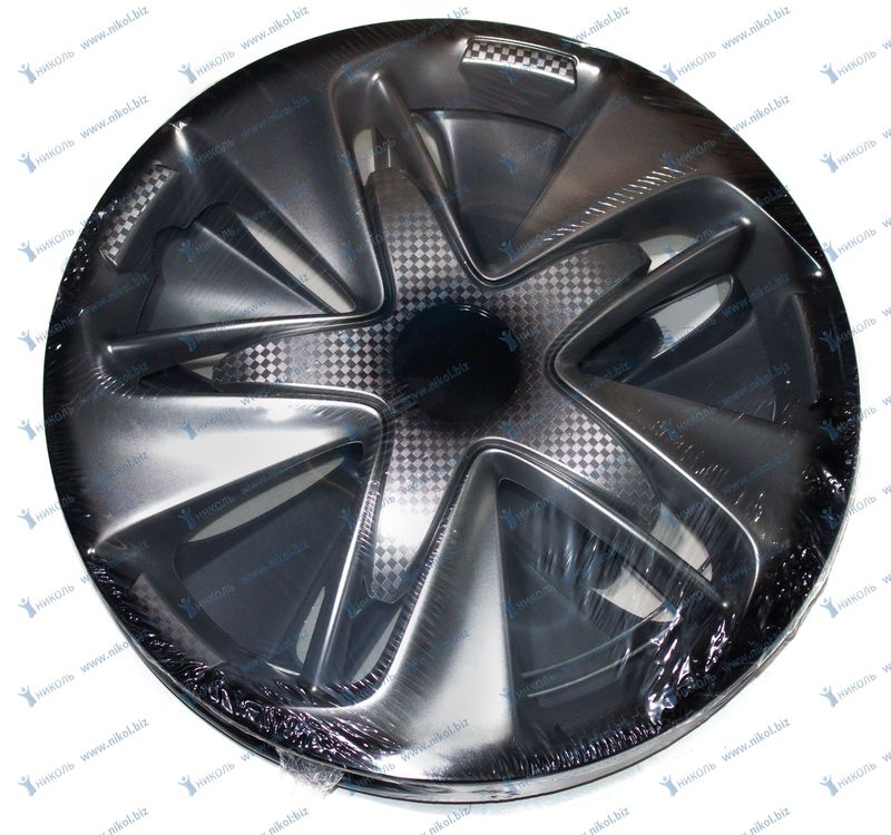 Колпак 16 СУПЕР АСТРА серебристо-черный карбон NOVA-PRO/DINWARD NPk-1610/LW1610 (к-т=2шт)