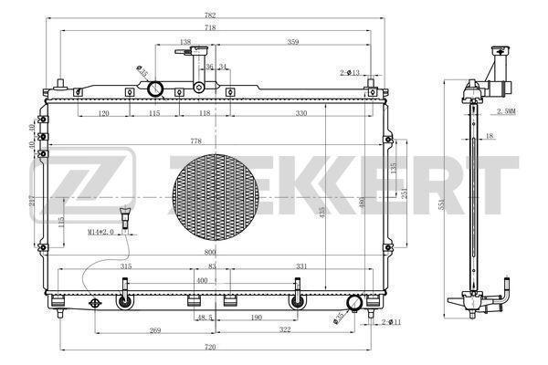 Радиатор Zekkert mk1580 Hyundai H-1 II 08-