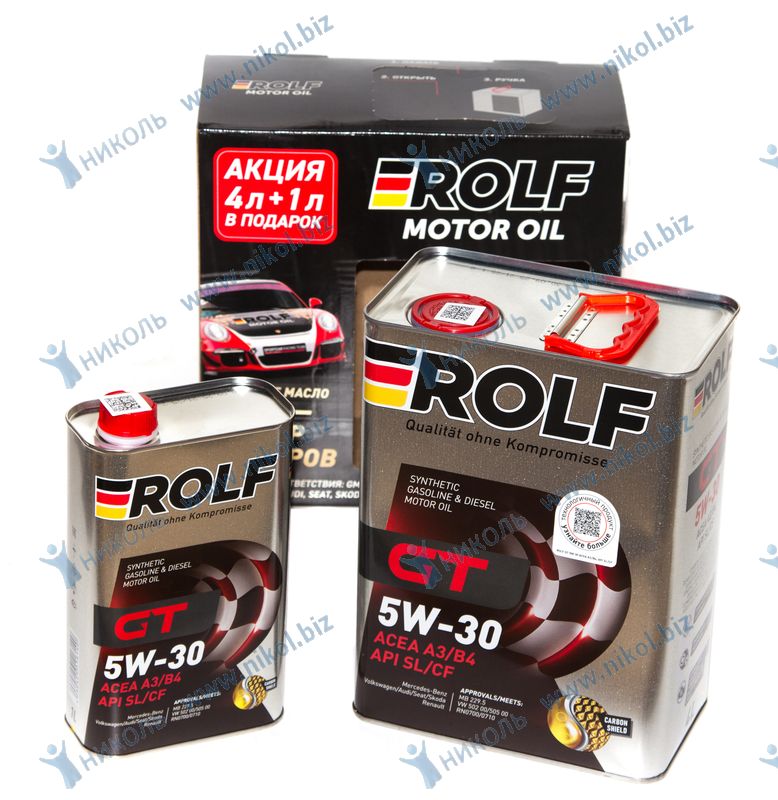 Масло ROLF GT 5W30 A3/B4 SL/CF (5л) с жесть АКЦИЯ 4+1