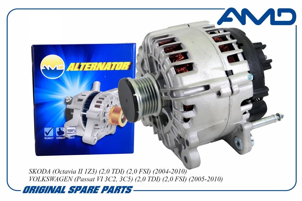 Генератор (140A) (POLYVF6) SKODA (Octavia II 1Z3) (2,0 TDI) (2,0 FSI) (2004-2010) VOLKSWAGEN (Passat VI 3C2, 3C5) (2,0 TDI) (2,0 FSI) (2005-2010)
