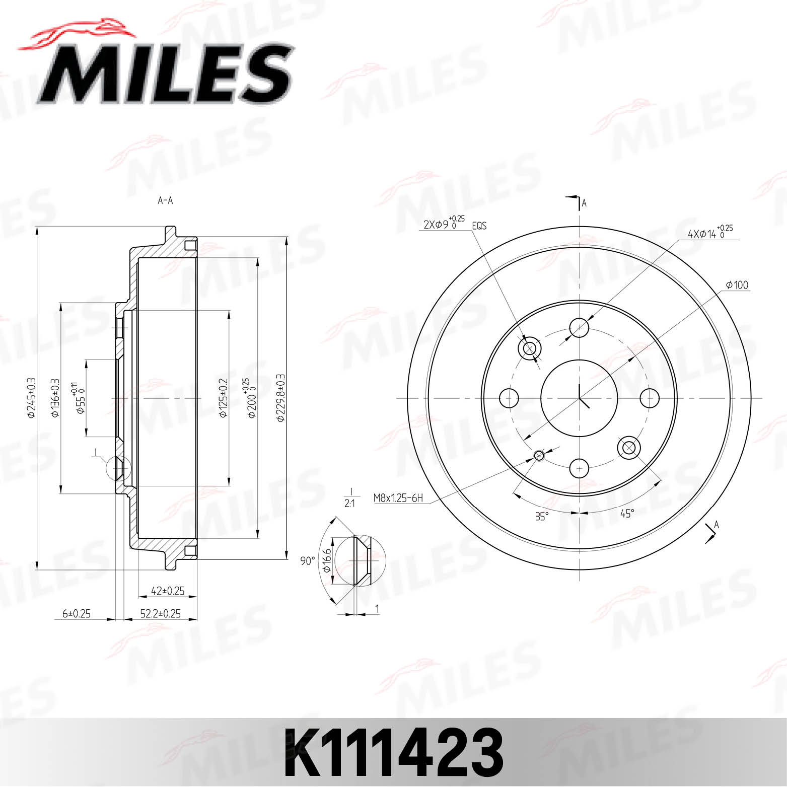Барабан тормозной Mazda 323, Demio Miles