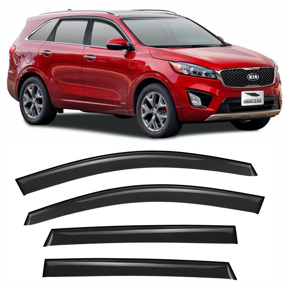 Дефлекторы на боковые стекла Kia Sorento Prime 16- накладные неломающиеся 4 шт. Voron Glass Samurai