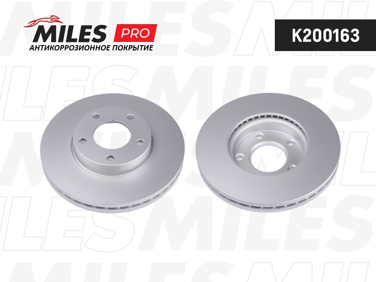 Диск тормозной Mazda 3 1.4/1.6 03-. Mazda 5 15 1.8/2.0/2.0D 03- передний вентилируемый Miles PRO (антикоррозийное покрытие)
